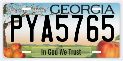 GA license plate PYA5765