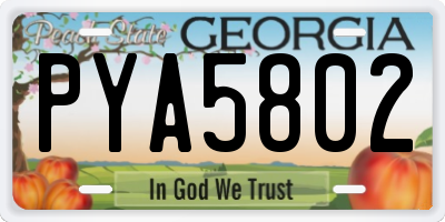 GA license plate PYA5802