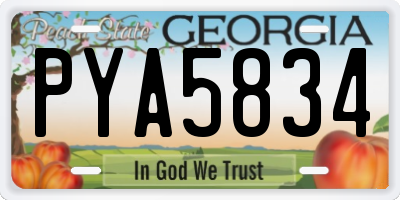 GA license plate PYA5834