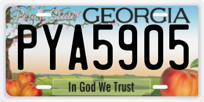 GA license plate PYA5905
