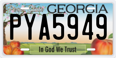 GA license plate PYA5949
