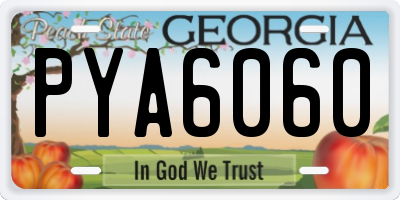 GA license plate PYA6060