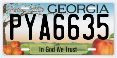 GA license plate PYA6635