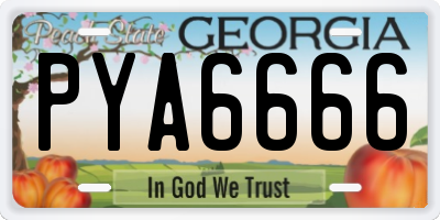 GA license plate PYA6666