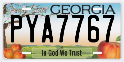 GA license plate PYA7767