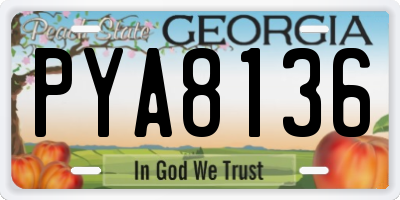 GA license plate PYA8136
