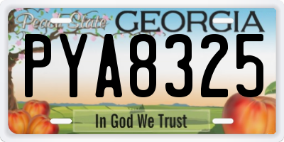 GA license plate PYA8325
