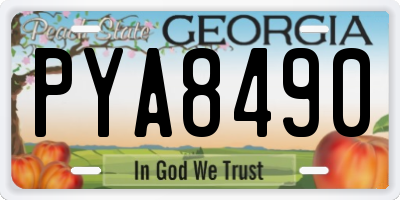 GA license plate PYA8490