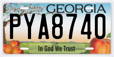 GA license plate PYA8740