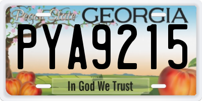 GA license plate PYA9215