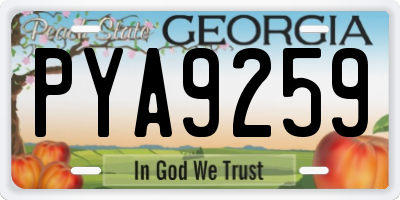 GA license plate PYA9259