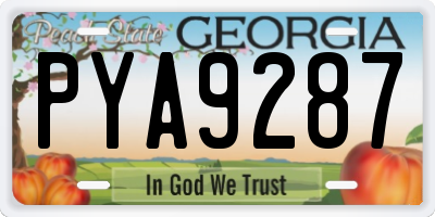 GA license plate PYA9287