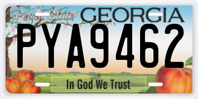 GA license plate PYA9462
