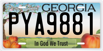 GA license plate PYA9881