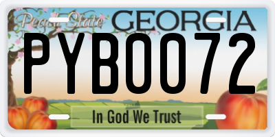 GA license plate PYB0072
