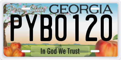 GA license plate PYB0120