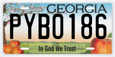 GA license plate PYB0186