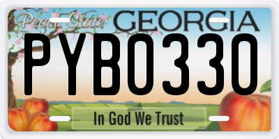 GA license plate PYB0330