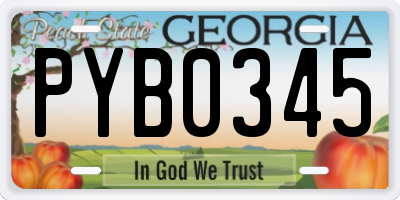 GA license plate PYB0345