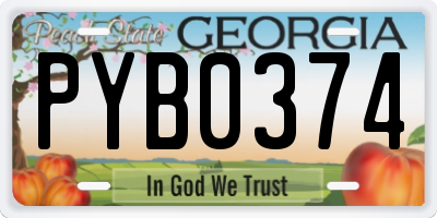GA license plate PYB0374