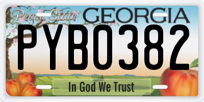 GA license plate PYB0382