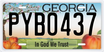 GA license plate PYB0437