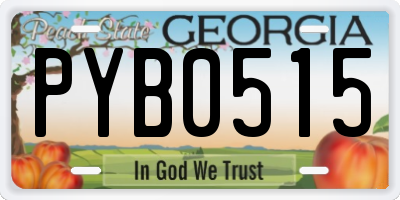 GA license plate PYB0515