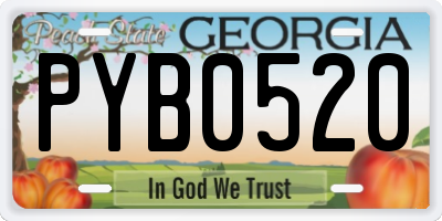 GA license plate PYB0520