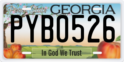 GA license plate PYB0526
