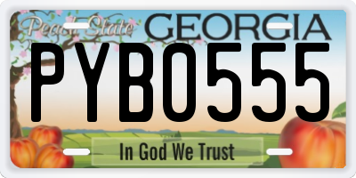 GA license plate PYB0555