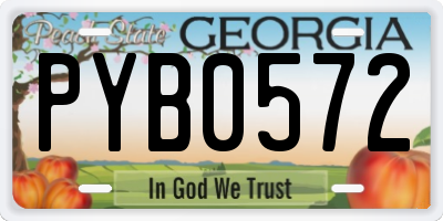 GA license plate PYB0572