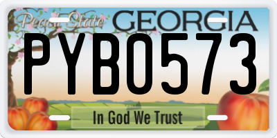 GA license plate PYB0573