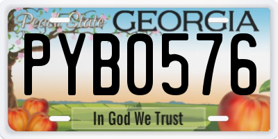 GA license plate PYB0576