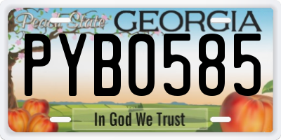 GA license plate PYB0585