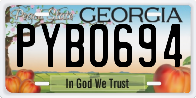 GA license plate PYB0694