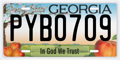 GA license plate PYB0709