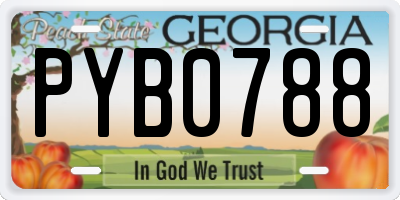 GA license plate PYB0788