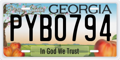 GA license plate PYB0794