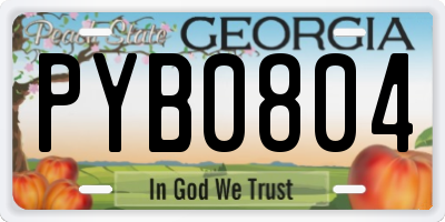 GA license plate PYB0804