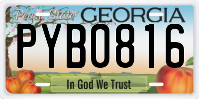 GA license plate PYB0816