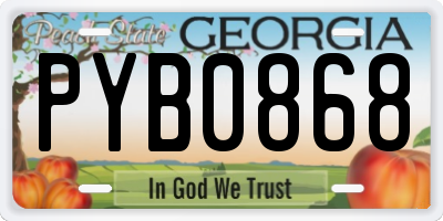 GA license plate PYB0868