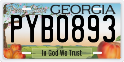 GA license plate PYB0893