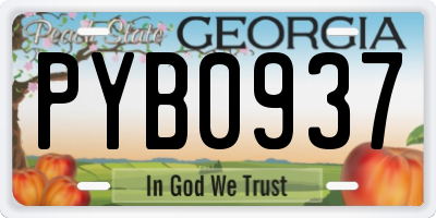 GA license plate PYB0937