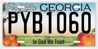 GA license plate PYB1060