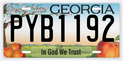 GA license plate PYB1192