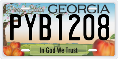GA license plate PYB1208
