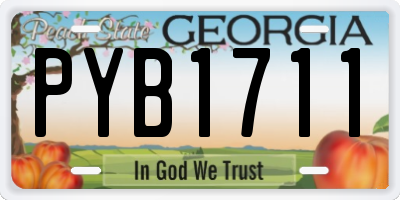GA license plate PYB1711