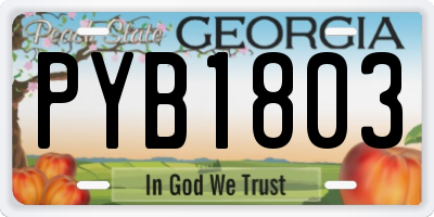 GA license plate PYB1803
