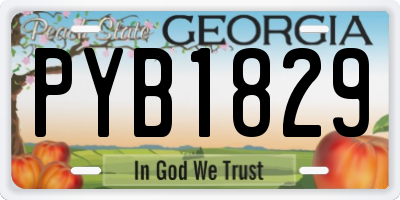 GA license plate PYB1829