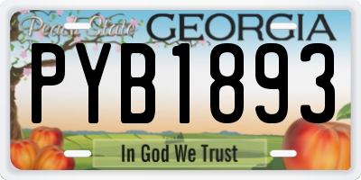GA license plate PYB1893